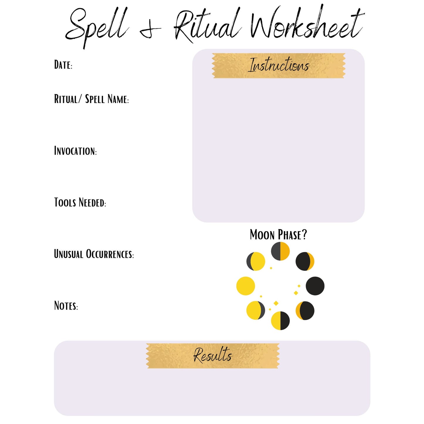 Spell & Ritual Worksheet (Digital Download)